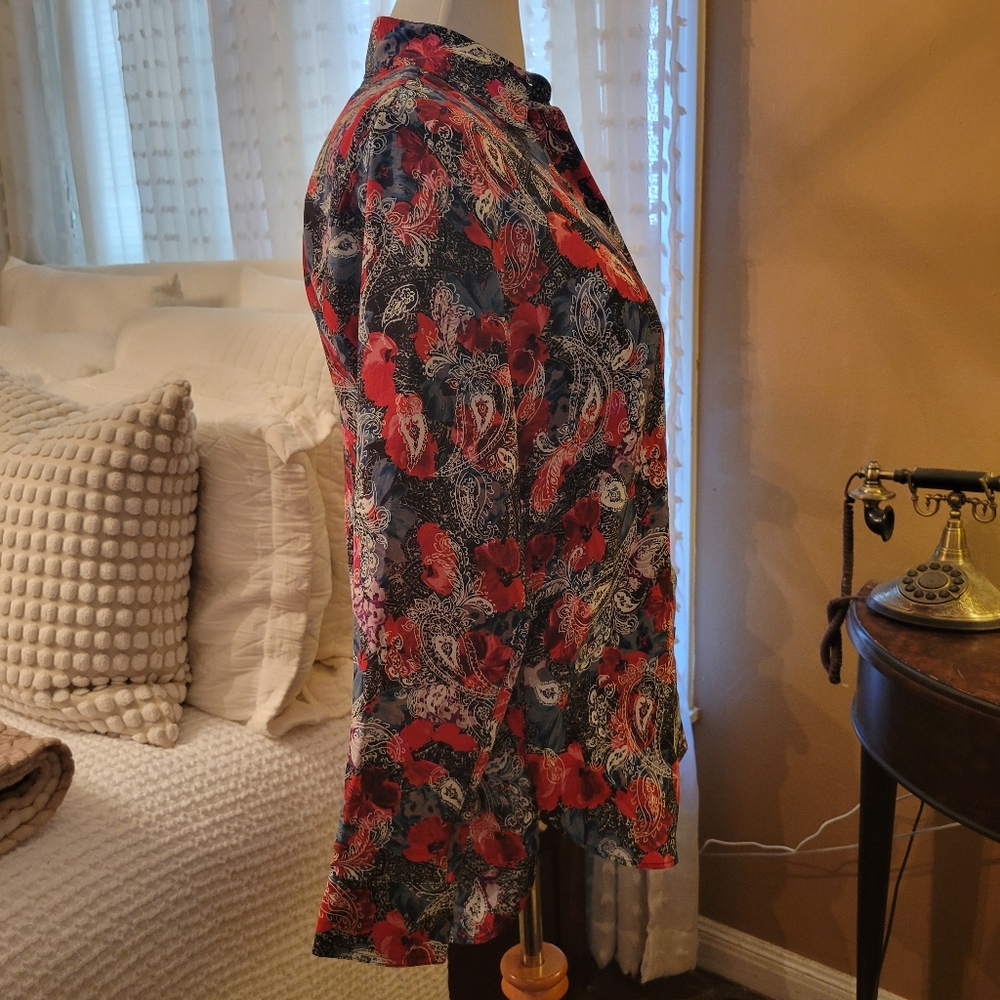 The Kooples Floral Paisley Long Sleeve Button-Up Shirt - Picture 3 of 12